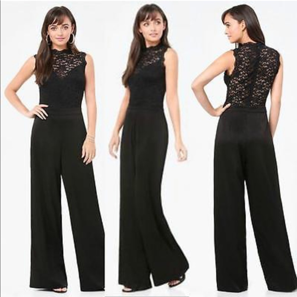 Bebe lace mockneck jumpsuit